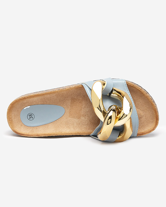 Тапочки женские синие с декором Sofig- Footwear