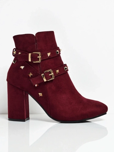 Botki Verentia zamszowe w bordowym kolorze