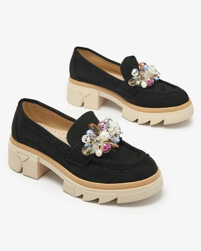 Women's black openwork moccasins Peloga- Footwear