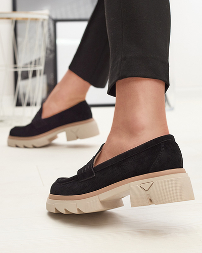 Черные женские ажурные мокасины на сплошной подошве Ejina - Обувь