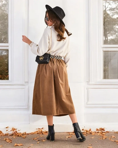 Royalfashion Women's corduroy midi skirt