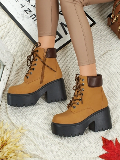 Women's Eco Suede Ankle Boots with Block Heel and Platform Tavlissa