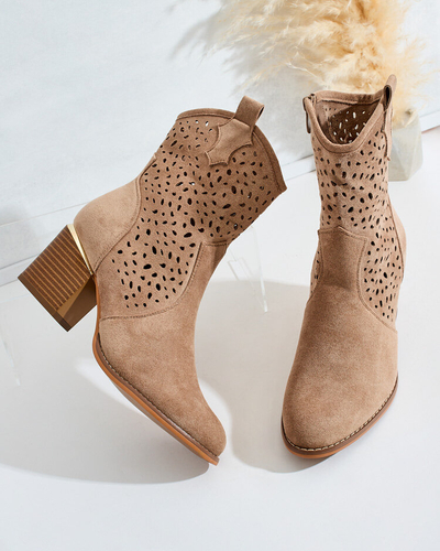 Royalfashion Women's low post openwork Mozie boots