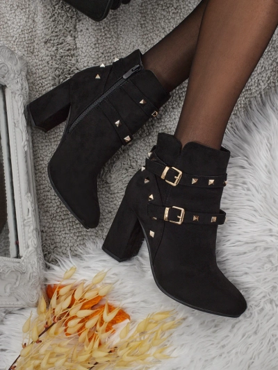 Nova Eleganza Botki na Słupku z Złotymi Elementami