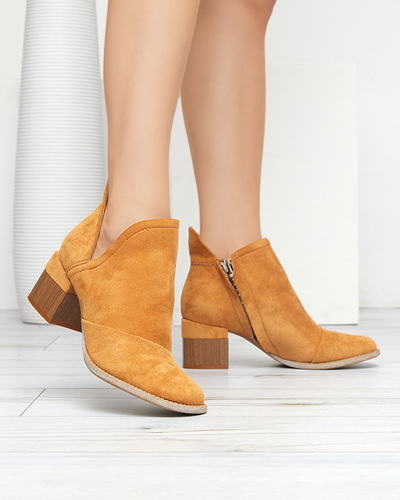 Brązowe damskie botki na słupku Jeneuer - Obuwie