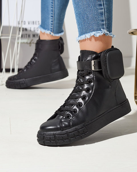 Black women's sport shoes with pouch Efiffe- Footwear