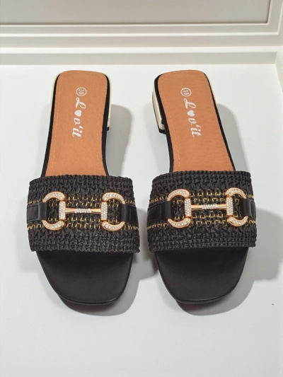 Royalfashion Women's Braided Flip-Flops with Aeterna Embellishment