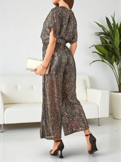 Royalfashion Длинный женский комбинезон с пайетками