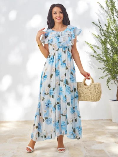 Royalfashion Women's off-the-shoulder dress with short sleeves in various flowers