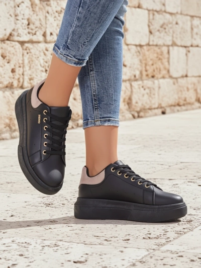 Women's Callista Royalfashion black eco-leather platform sneakers
