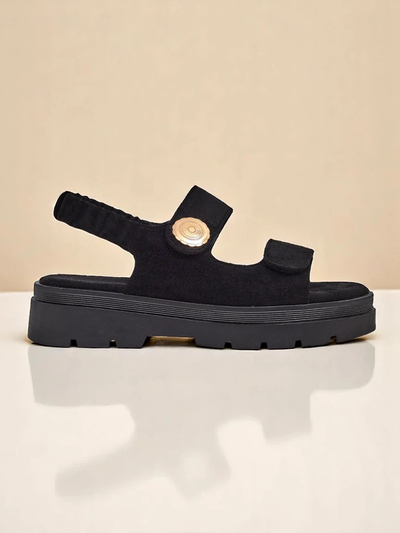 Royalfashion Anthea Nero Women's Sandals – black suede, 5 cm platform