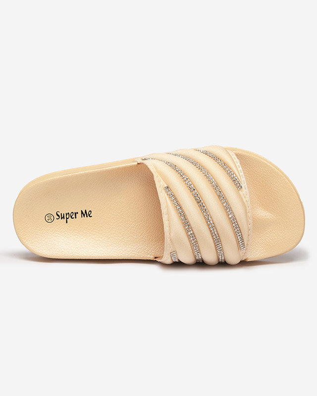 Kuldsed naiste sussid tsirkooniumoksiidiga Mytaris - Jalatsid