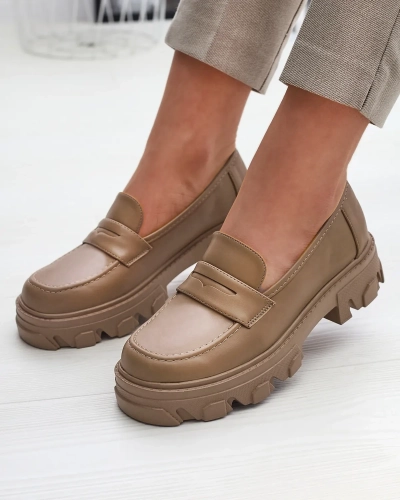 Women's light brown moccasins on a solid sole Desika - Footwear