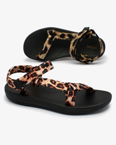 Royalfashion Beežid leopardimustriga naiste sandaalid Leonno