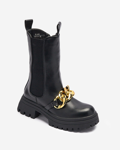 Women's boots with chain in black Evves- Footwear