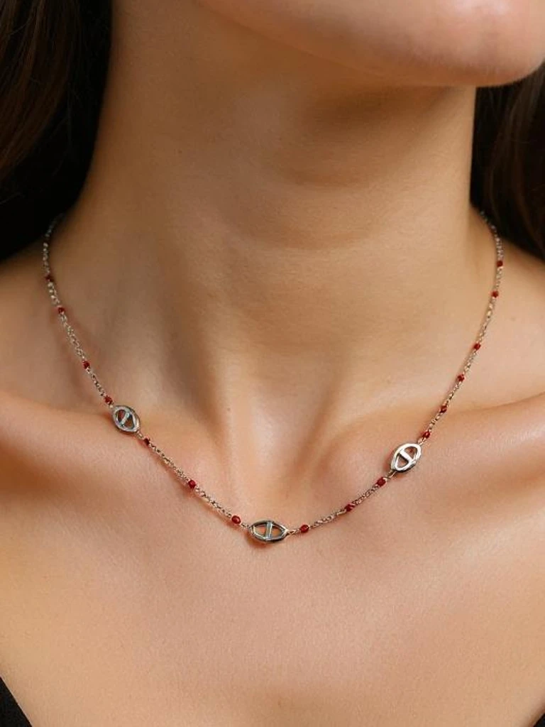 Aelia Aurea Necklace - delicate silver chain with beads