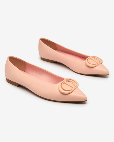 Royalfashion Bright pink women's ballerinas pointed toe with Manixy nose embellishment