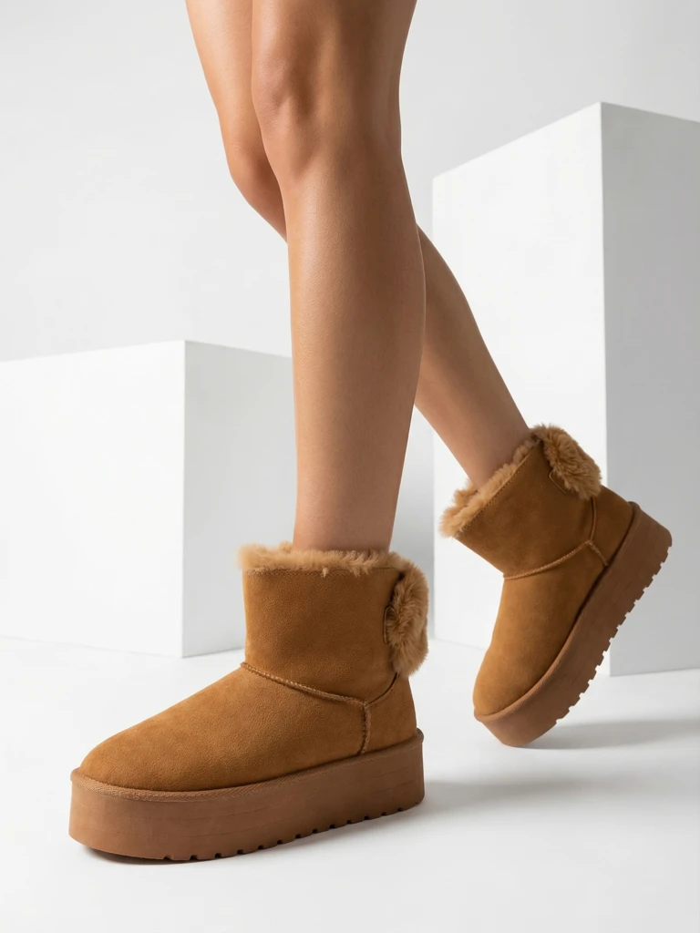 Royalfashion Boots a'la snow boots for women in camel color Goroggo