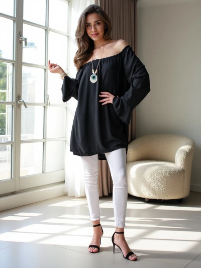 Royalfashion Women's blouse a'la Spanish with ruffles