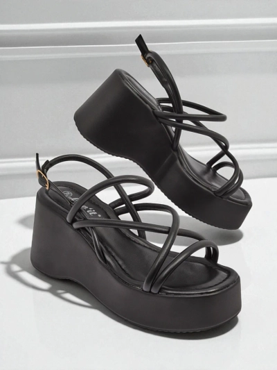 Royalfashion Women's Wedge Sandals Skyline Straps