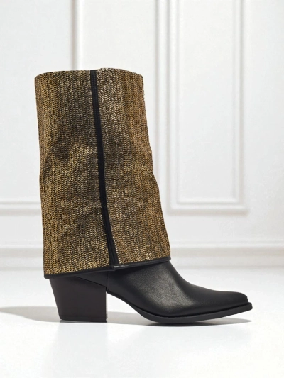 Women's eco-leather heeled ankle boots with decorative upper Virelia