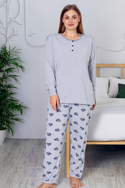 Royalfashion Женский хлопковый пижамный комплект из двух предметов PLUS SIZE