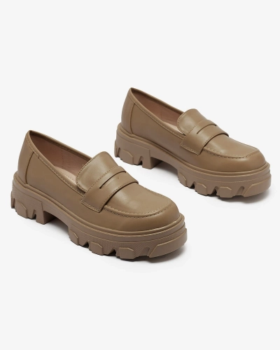 Women's light brown moccasins on a solid sole Desika - Footwear
