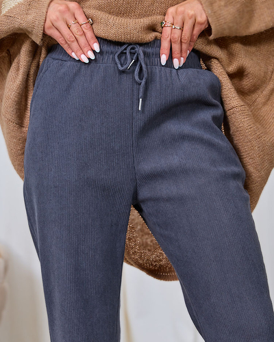 Royalfashion Женские брюки из вельветовой ткани темно-серого цвета