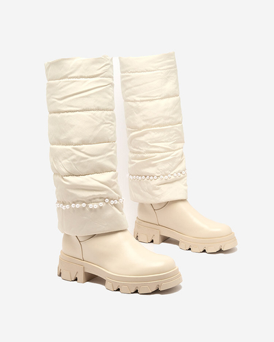 Royalfashion Women's cream colored Ameroe boots