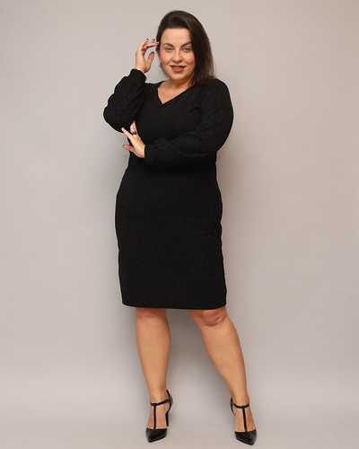 Royalfashion Glittery naiste kleit enne põlve must PLUS SIZE