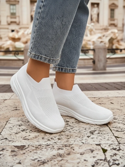 Royalfashion Women's White Slip-On Sports Shoes