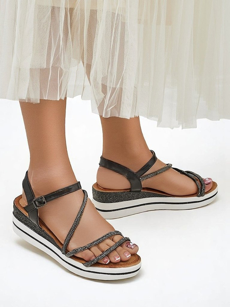 Royalfashion женские сандалии на танкетке со стразами Ballosa