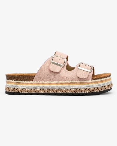 Royalfashion Женские шлепанцы с пряжками светло-розового цвета Monna