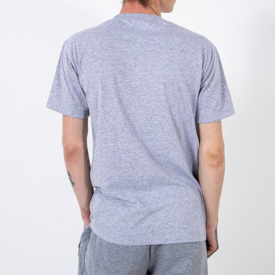 Gray cotton men's t-shirt with print - Clothing