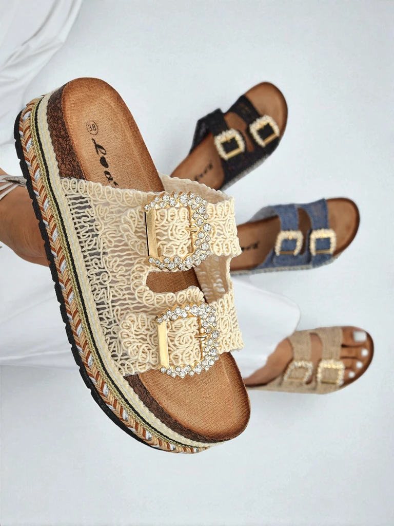 Royalfashion Женские мюли с пряжками из страз GlamCork