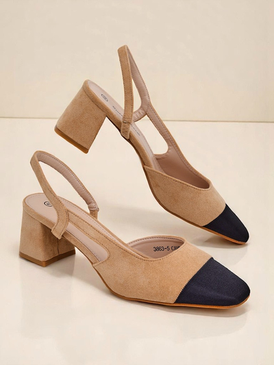 Royalfashion Women's Low Heel Pumps with Decorative Toe Eleganzo