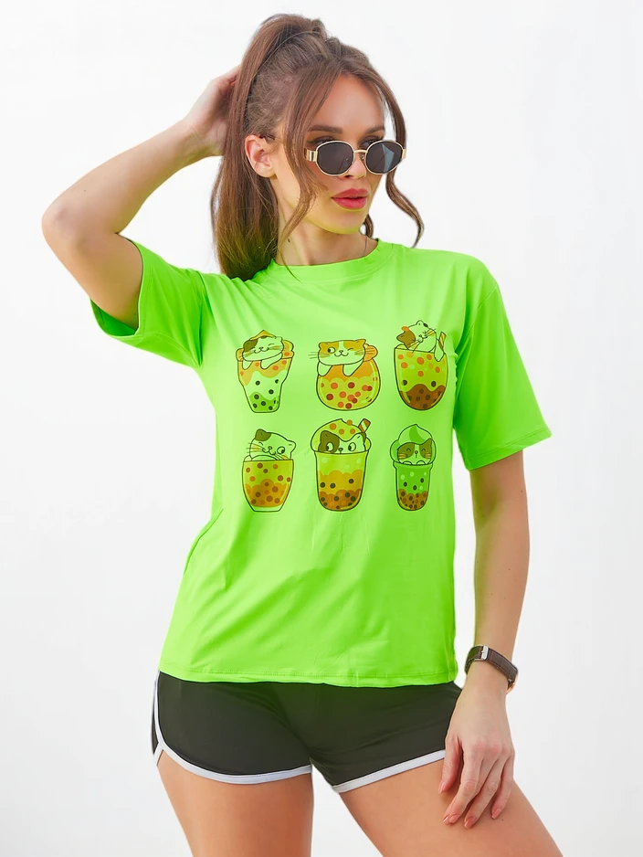 Royalfashion Women's sports set with t-shirt and shorts Kitty Cat