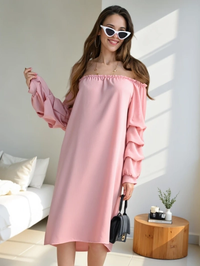 Royalfashion Гладкое женское платье в испанском стиле с рюшами