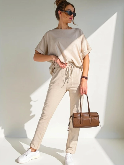 Royalfashion Women's cotton set with short sleeves and straight pants