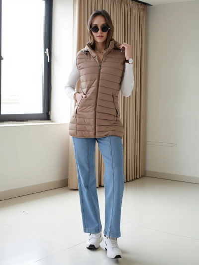 Royalfashion Women's sleeveless jacket with removable hood