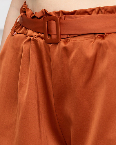 Ladies 'brown satin shorts - Clothing