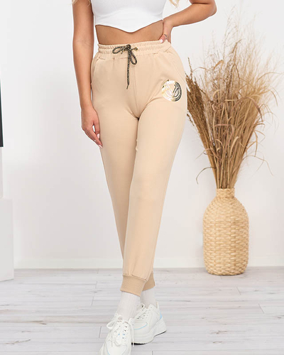 Women's beige sweatpants - Clothing