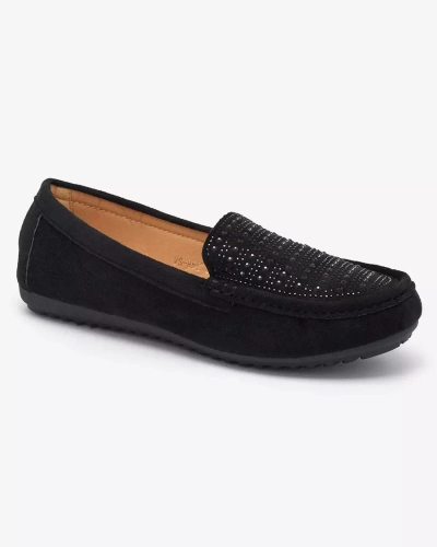 Black women's moccasins with zircons Bretika - Footwear