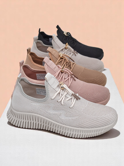 Aurelia Beige Royalfashion – Beežid naiste kangast paeltega tennised