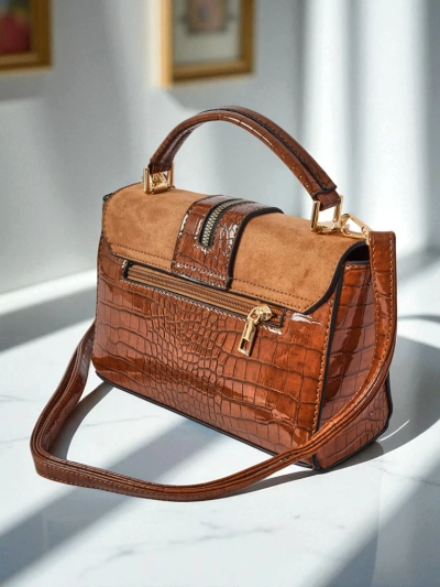 Women's Callista handbag made of suede and patent leatherette, brown