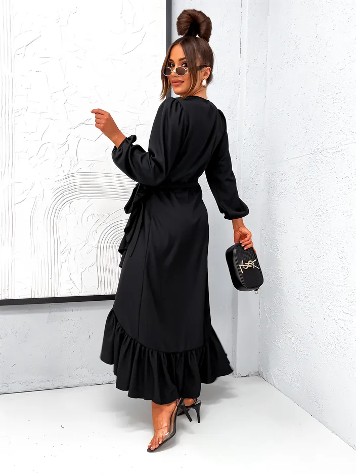 Royalfashion Tied women's midi dress with ruffles