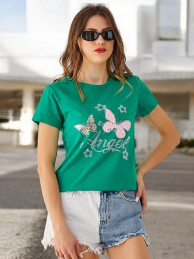 Royalfashion Женская хлопковая футболка Бабочка