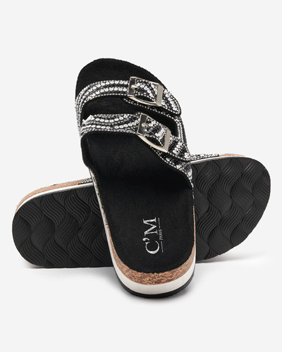 Naiste tsirkooniumoksiidiga mustad sussid Lalud-Footwear