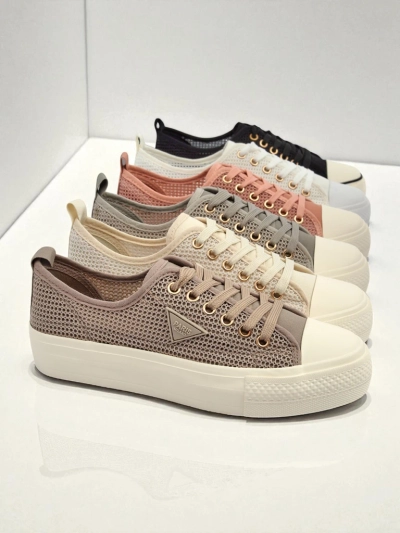 Women's Hypatia Mesh sneakers light brown for summer flat sole 3cm