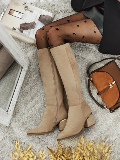 Naiste öko-seemisnahast saapad paksu kontsaga Niefio